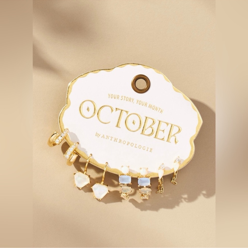 Anthropologi birthstone huggie earrings set of 4 October